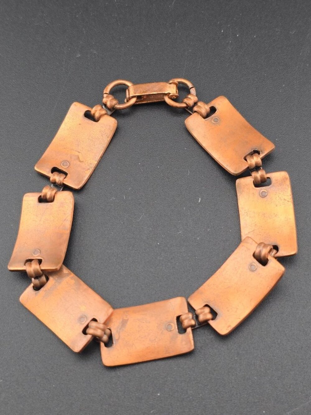 Vintage Copper Link Bracelet Kachina- Size 7.75" Rustic Tribal Panel - Picture 5 of 6